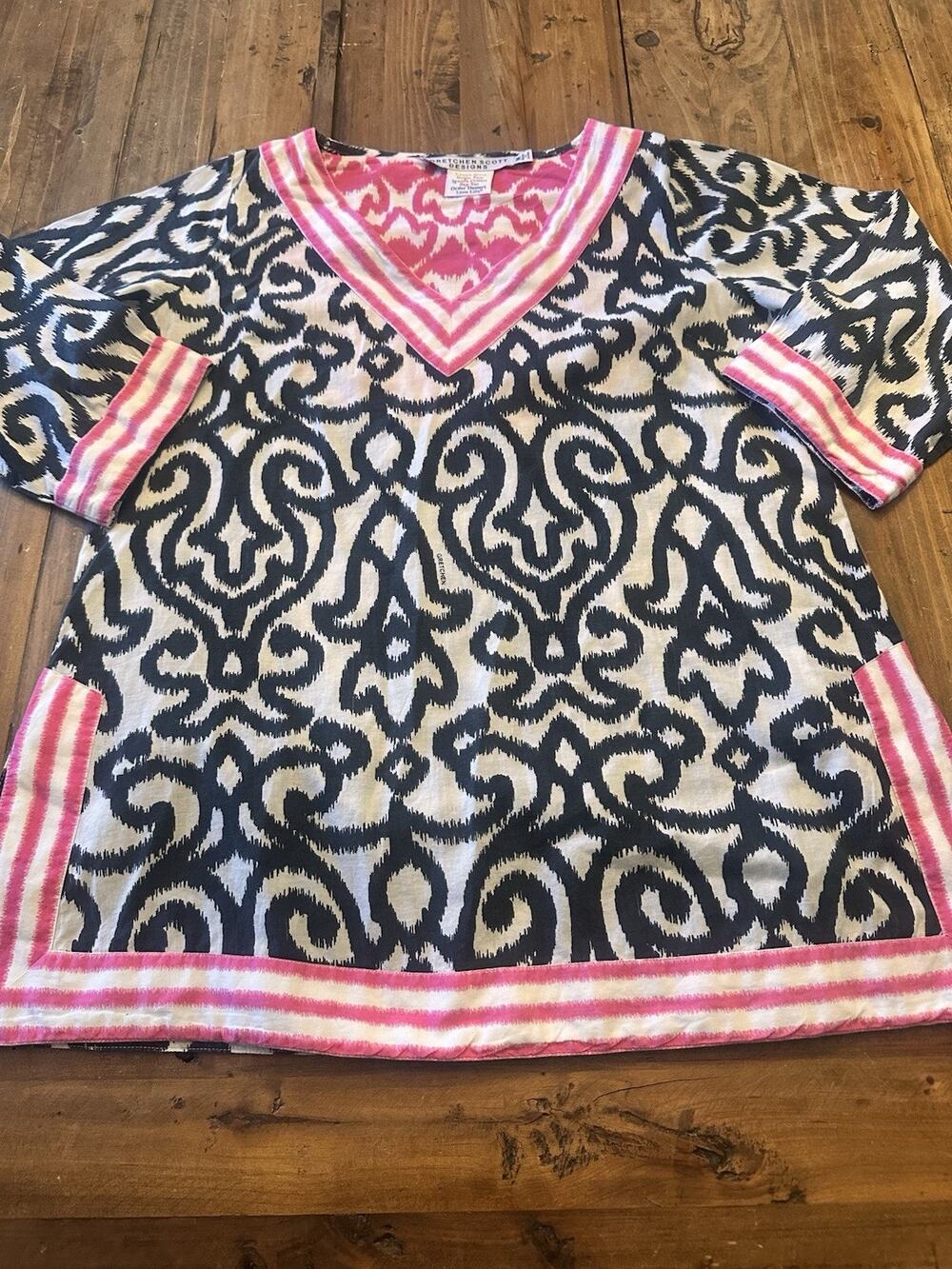 Gretchen Scott Size Medium Tunic Top Shirt Blouse Cotton Casual